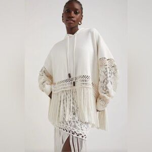 NWOT DESIGUAL Oversize Fringe Hoodie